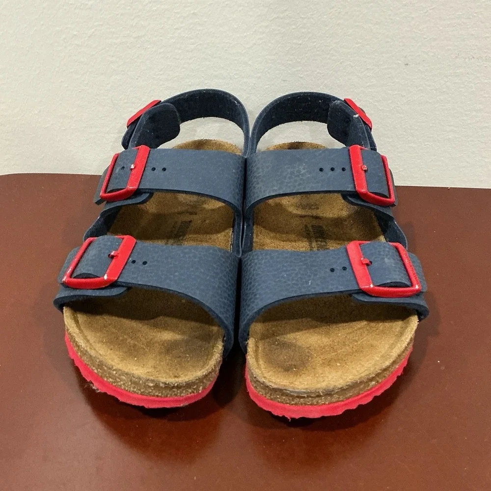 Birkenstock Sandals Kids Size 2-2.5 33 Slingback Blue Red Roma Milano Birko-Flor